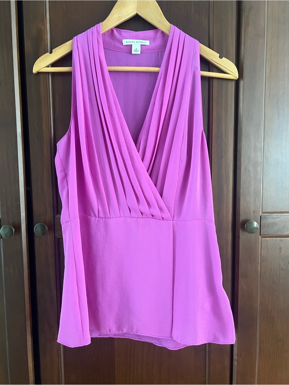 Banana Republic Orchid Pink Sylvan Halter Top Pleated Wrap Front V-Neck Blouse 8